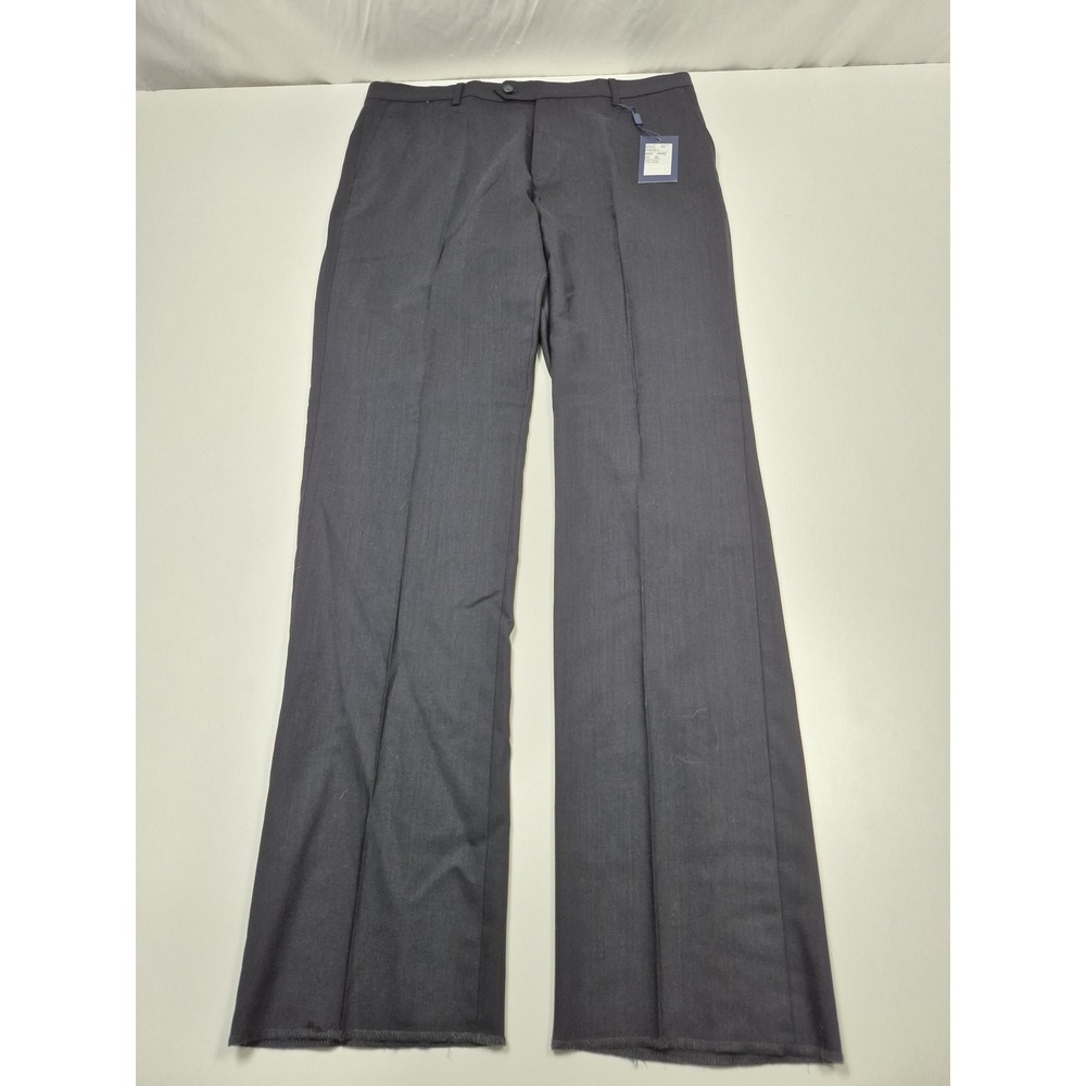 Hickey Freeman Dress Pants Mens 36x36 Gray Wool Flat Front Straight Unhemmed